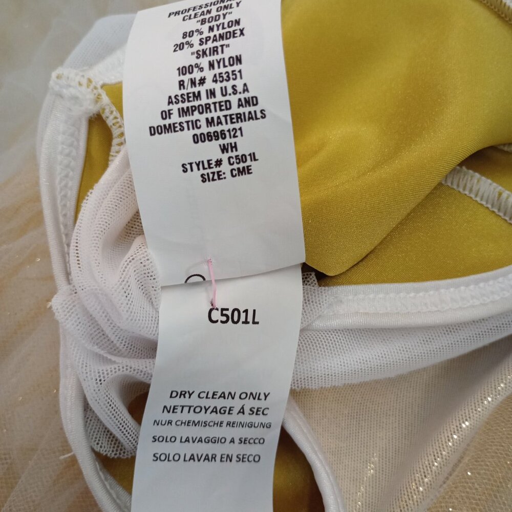 Curtain Call Dance Costume Style C501L Gold and White Tutu Size CME - Picture 9 of 9